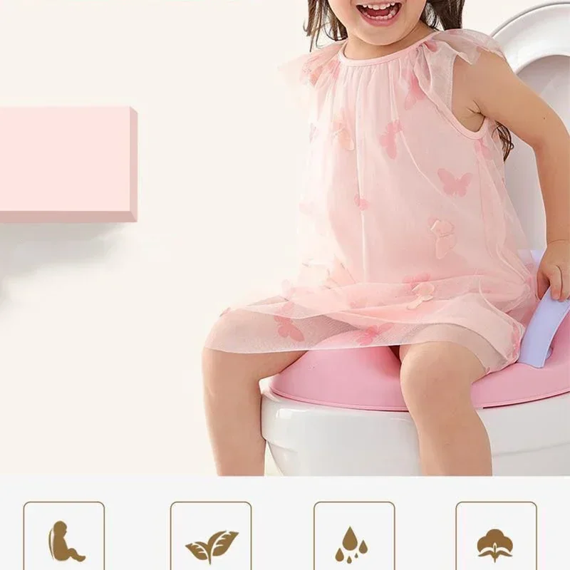 Potty Training Toilet Trainer Seat With Cushion Handle Backrest Non‑Slip Potty Mat Portable Potty Training Accessory