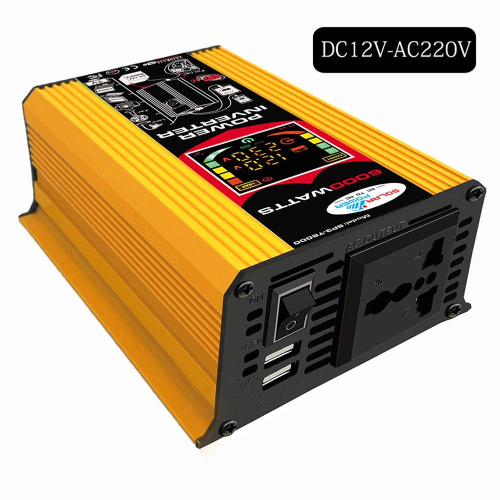 

6000W Car Inverter Modified Sine Wave Power Converter Dual USB Vehicle Smart Inverter DC 12V To AC 110V 220V LCD Display for RV