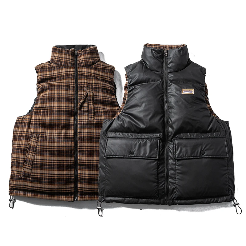 الشتاء مزدوجة الوجهين يمكن ارتداؤها الجلود منقوشة سترة الرجال النساء الشارع الشهير فضفاض السببية الدافئة القطن سترة مبطنة معطف سترات سترات