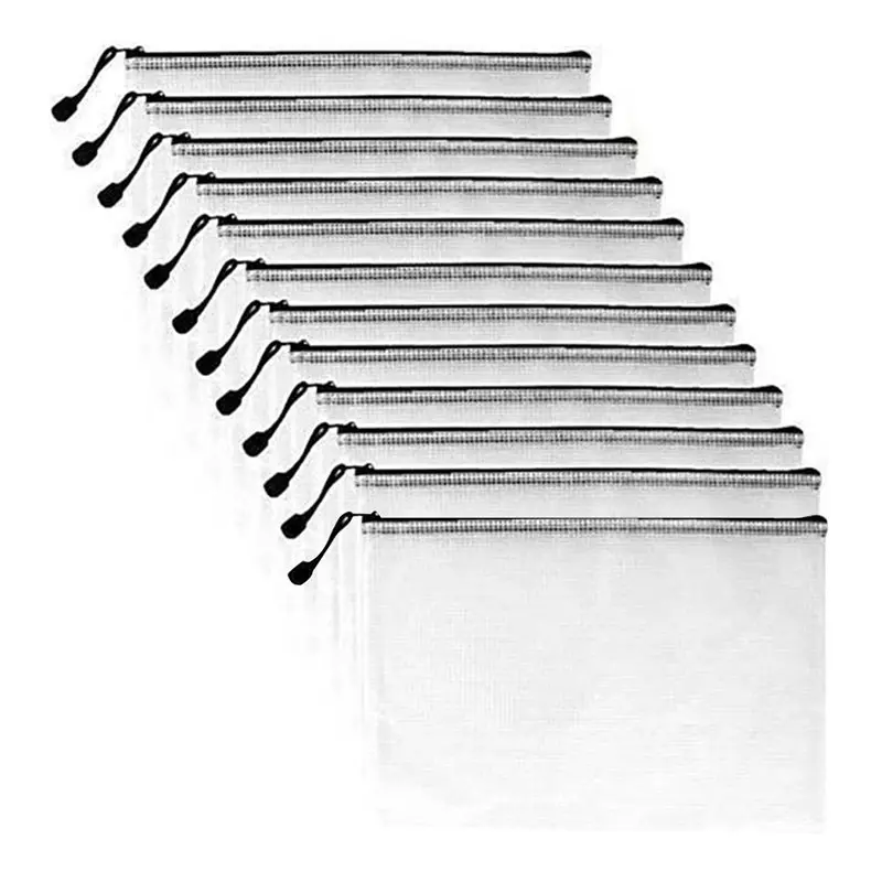 48PCS A3 Folder, Information Zipper Bag Plastic Wallet Mesh File Bag Zipper Bag Zipper Wallet