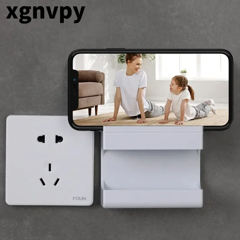 Xgnvpy Wall Shelf Organizer Remote Control Mobile Charging Station Punch Free Adhesive Home Gadgets Storage Box for Living Room