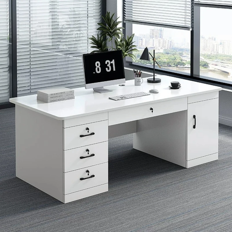 Modern White Office Desk Computer Large Side Cabinet Executive Desk Study Standing Workstations Escrivaninha Bedroom Furniture