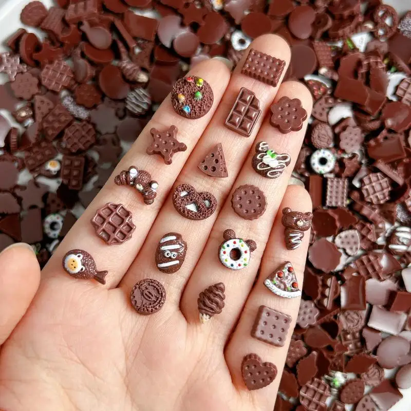 

Creative Coffee Cakes Croissants Resin Nail Charms Luminous Cute Bears Ice-cream Donuts Desserts Nail Art Decorations for DIY