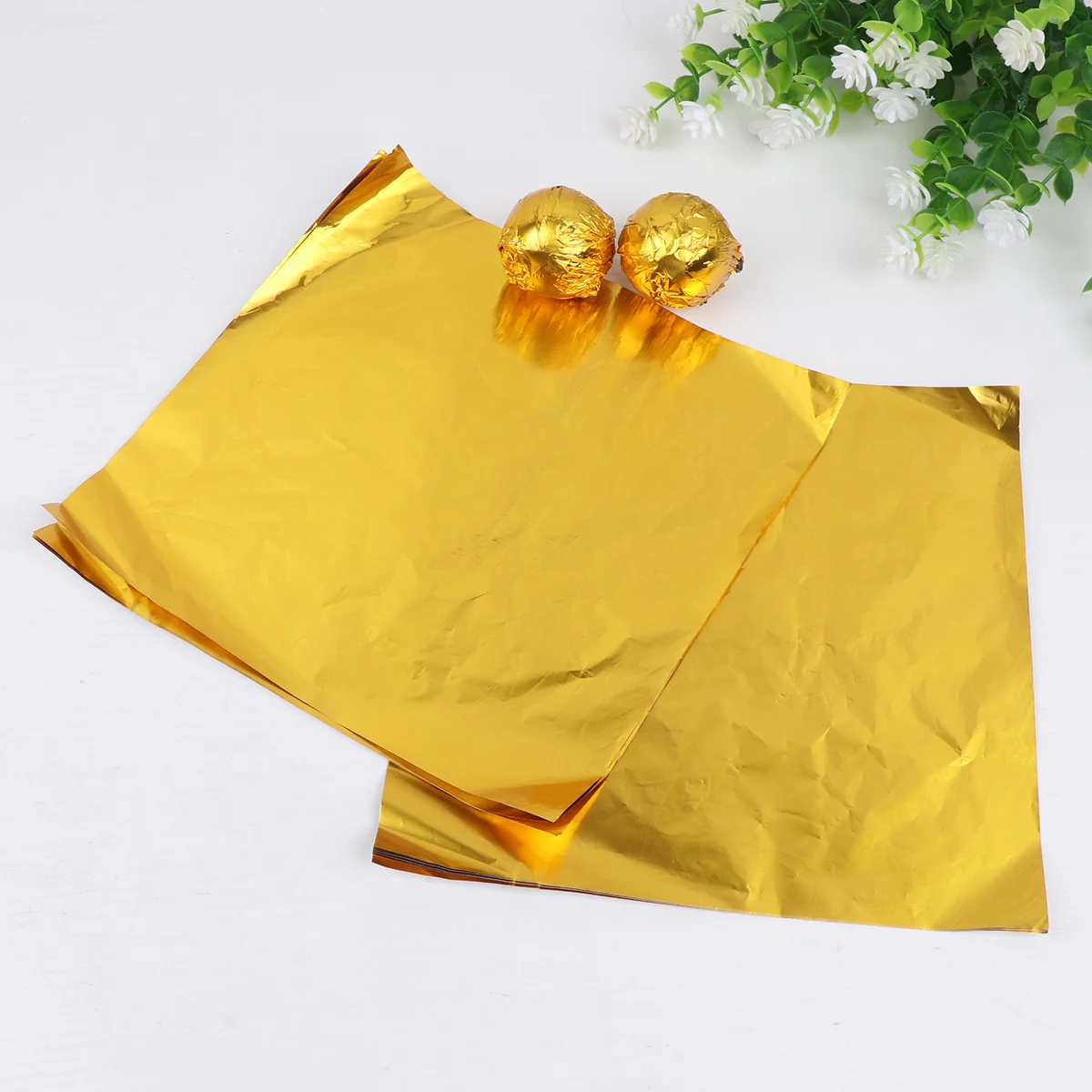 

200pcs 15x15cm Food Packaging Paper Aluminum DIY Chocolate Candy Tea Gift Packing Foil for Home Shop (Golden)