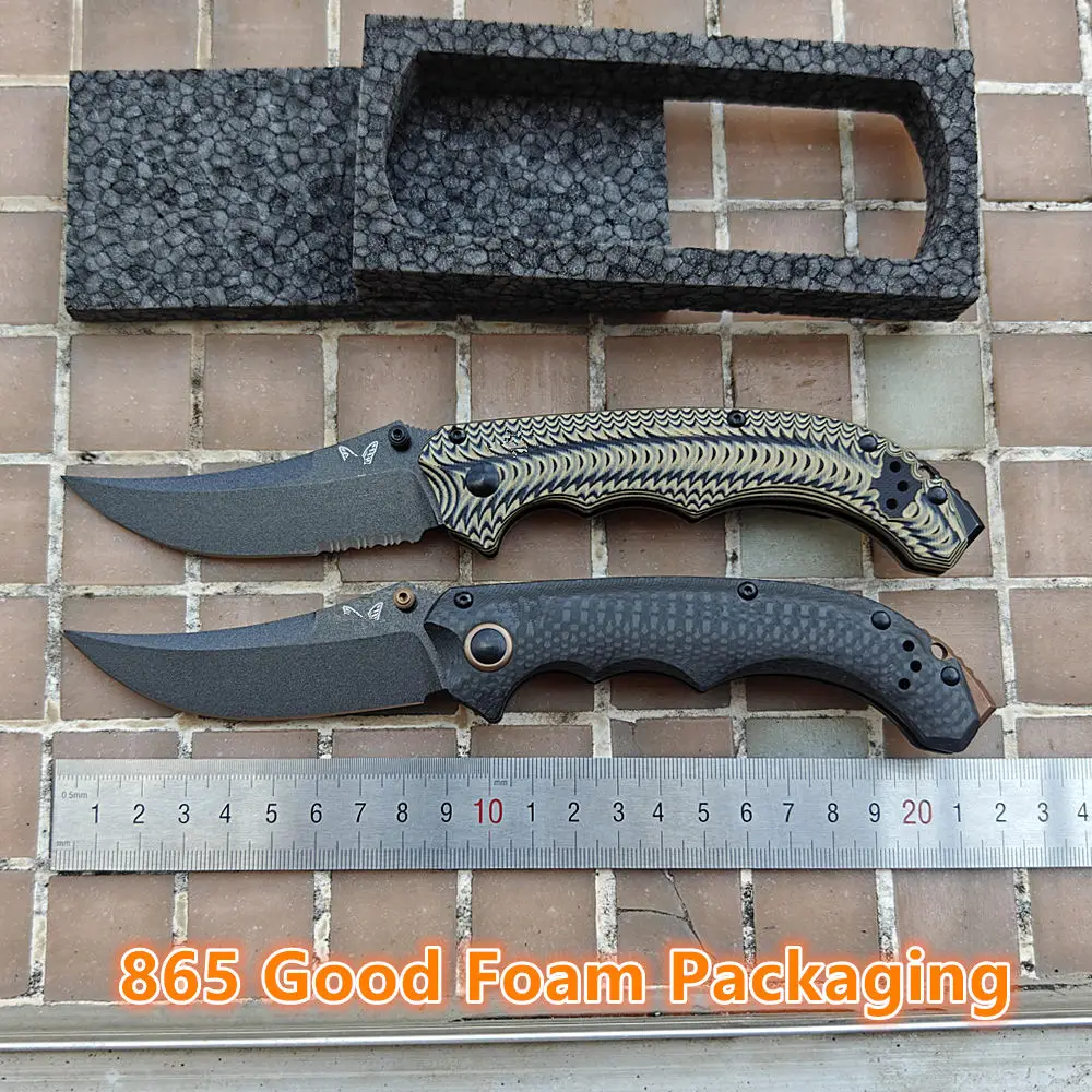 JUFULE 865 Mini Bedlam Best Foam Carbon Fiber / G10 Washers Folding Pocket EDC Tool Camping Hunt Mark S90V Blade Outdoors Knife