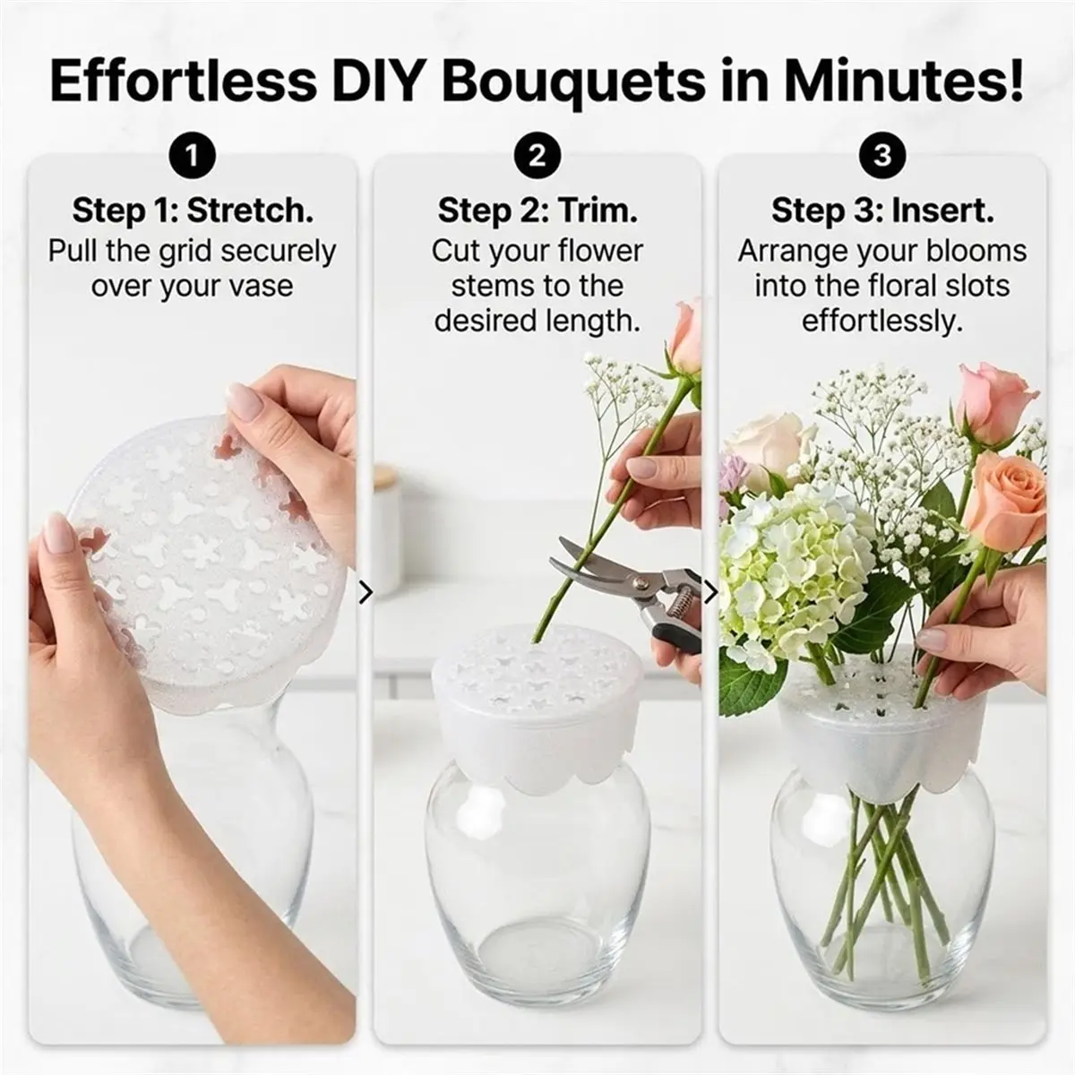 update. Silicone Flower Arrangement, Flexible Floral Stem Holder for Vases, Water Proof & Reusable Flower Grid