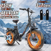 CT20 Electric Bike 750W Powerful Motor 48V40AH Dual Battery City Folding E-bike Aldult 20*4.0 In Fat Tire Snow Electric Bicycle