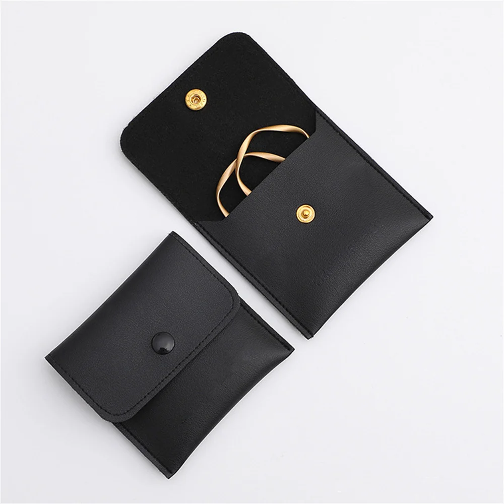 Fashion Jewelry Storage Pouch Soft Imitation Leather PU Jewelry Packaging Organizer Necklace Earrings Rings Storage Button Bag