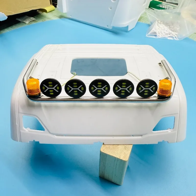 Metal LED Cab Car Shell High-top Spotlight for 1/14 Tamiya RC Dump Truck SCANIA 770S Toys Car Upgrade Parts