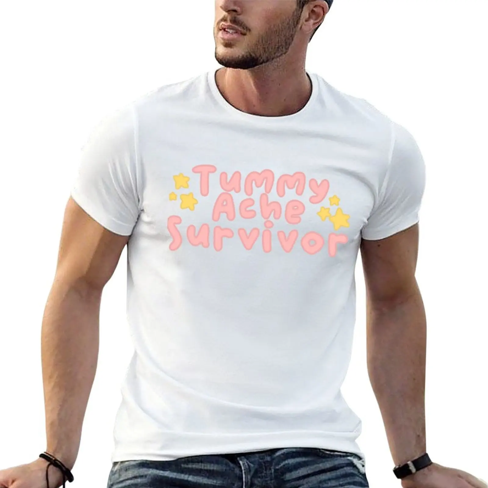 

Tummy Ache Survivor in Pink T-Shirt man t shirt graphic man t shirt heavy cotton man t shirt luxury T-shirt