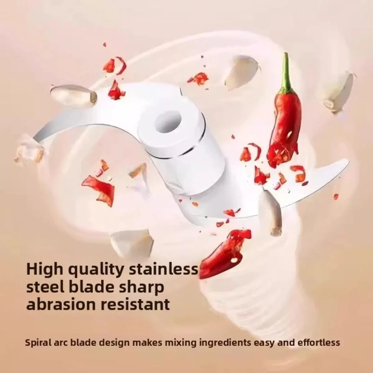 1PC Electric Garlic Masher USB Charging Type Onion Ginger Garlic Chopper Blender Stainless Steel Blade Convenient Kitchen Tool