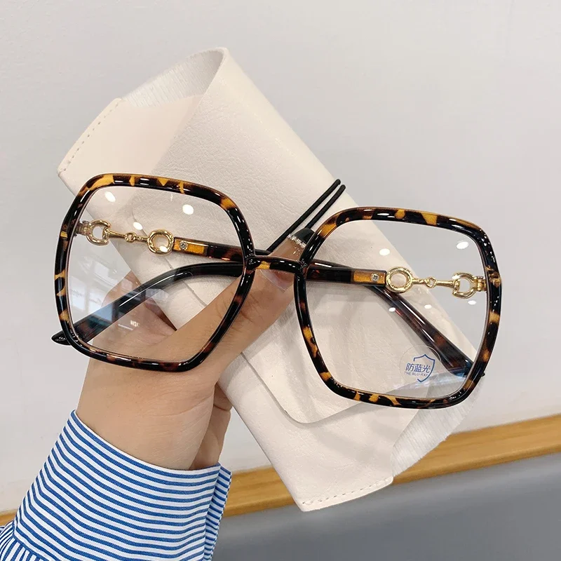 New Oversized Square Eyeglasses Woman Men 2024 Fashion Blue Light-blocking Male Female Eyewear Trendy Glasses for Reading