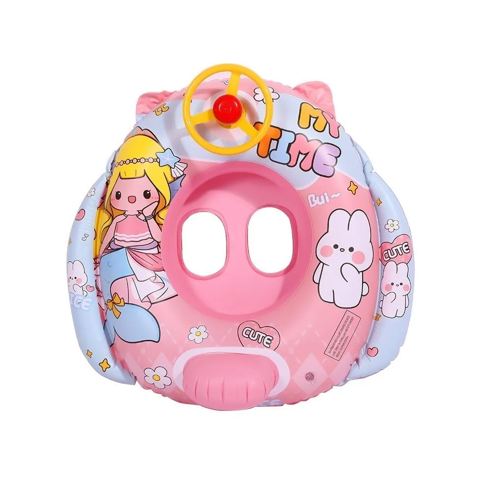 Inflatable Swimming Float Cartoon Design with Seat Pool Float Floating Seat with Steering Wheel Inflatable Swimming Ring Baby
