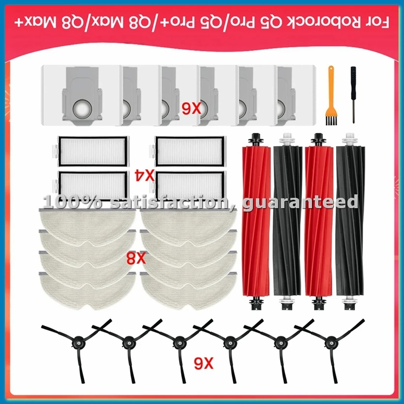 

Accessories for Q5 Pro/Q5 Pro+,Q8 Max/Q8 Max+ Vacuum Cleaner Main Side Brush Hepa Filter Mop Cloth Dust Bags-A63M