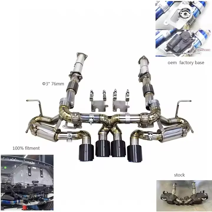 

Custom 3Inch Silver Titanium Exhaust System for Chevrolet Corvette C8 Z06 2019-2025 Catback OEM Factory Valve With Downpipe