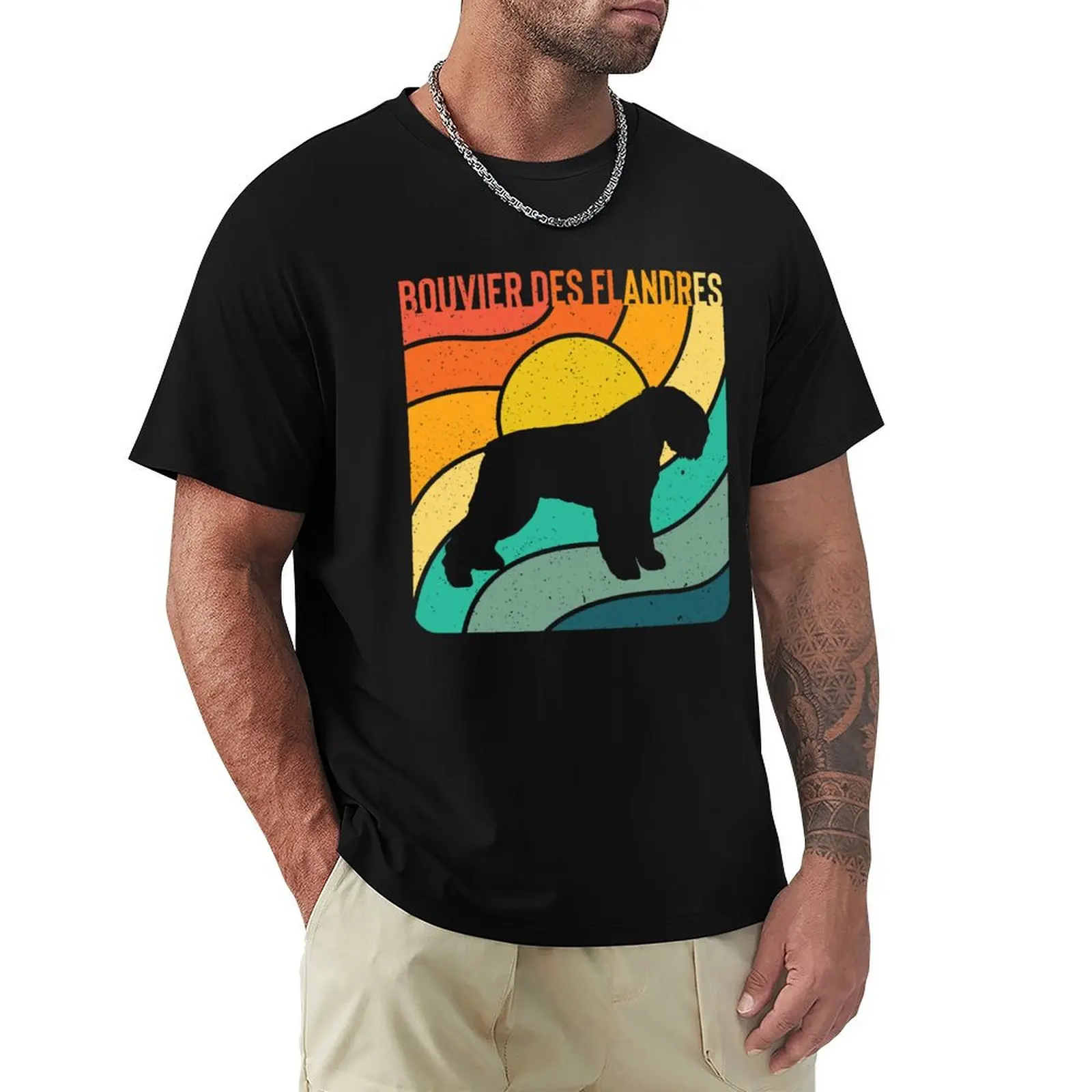 Bouvier Des Flandres Dog Vintage Gift Pet Lover T-Shirt Big Size Crew Neck T-Shirt