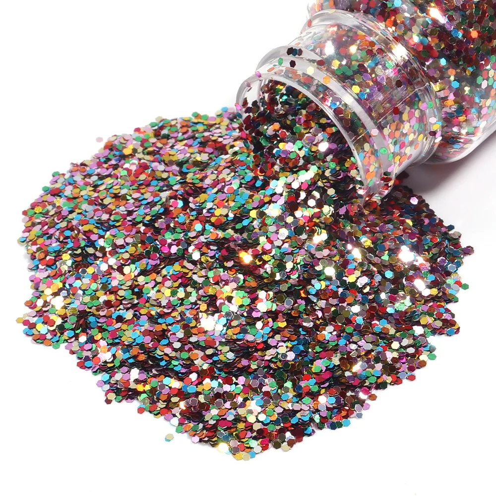 Paillettes holographiques colorées en forme d'hexagone, 20-30 g/bouteille, grosses paillettes pour ongles, flocons scintillants, tranches de manucure, corps/visage