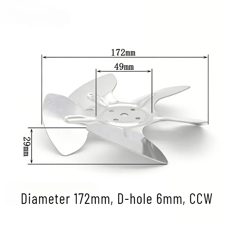 1pcs Replacement Fan Blade Power Vent Motor for Dried Fruit Machine Oven Motor Fan Diameter 172mm D-hole 6mm CCW Aluminum Alloy