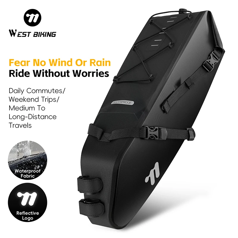 

WEST BIKING Tail Bag Waterproof 12.5L Large Capacity Long-Distance Travel Bicycle Rear Bag Non-slip MTB Road Bike Saddle Bag