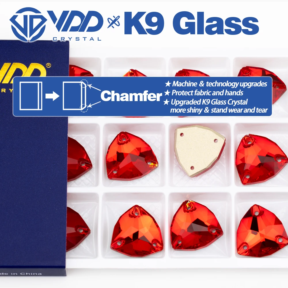 VDD Trilliant S109 Siam K9 Glas, hochwertige aufnähbare Strasssteine, flache Kristallsteine zum Aufnähen, Glitzersteine für DIY-Bastelarbeiten und Bekleidung. – Detail 2