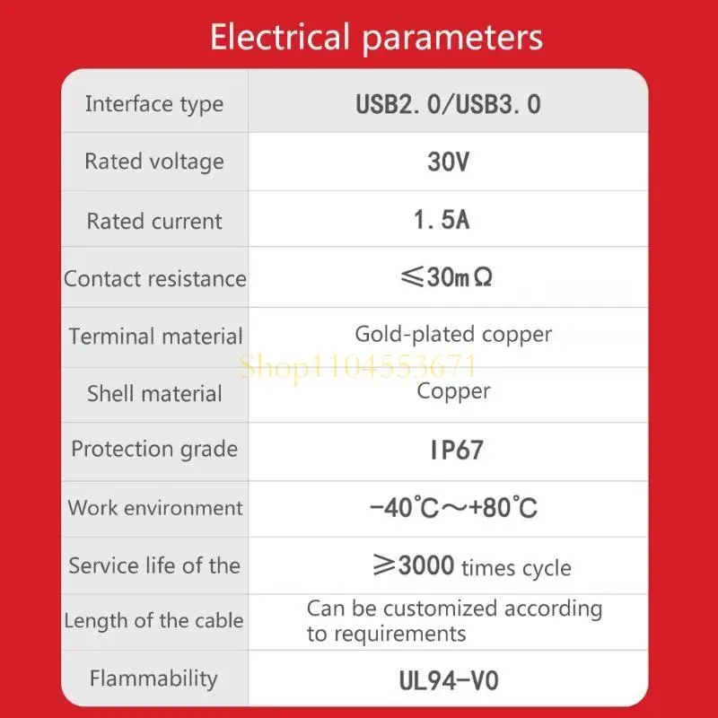 Best Seller USB 2.0 Socket Female to Female Cable 2 Ends IP67 Waterproof Panel Mount Connector Cord