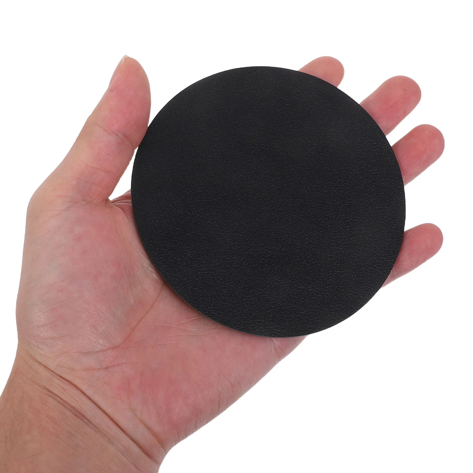 

6pcs Black 4 Inch Round Pu Coasters For Drinks Heatproof Non-Slip Table Mats Easy To Wipe Faux Cup Coasters For Coffee