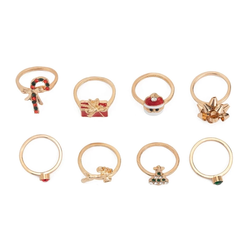 ZB Holiday Spirit Reindeer Rings Accessory Enchanting Christmas Reindeer Rings Adornment for Stylish Festive Outfits