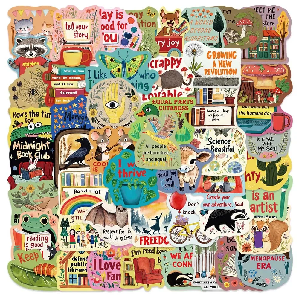 

50PCS Cartoon Motivational Stickers Inspirational Positive Affirmation Stickers for Students for Laptop Vision Board Stickers