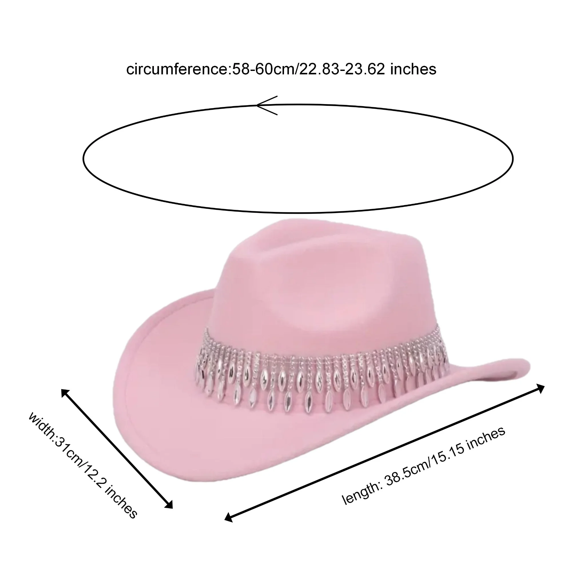 HongLuan Western Cowboy Hat Strass Homme - Vintage Cowboy Accessoires & Country Cowgirl Chapeaux pour Dames Adultes Femme