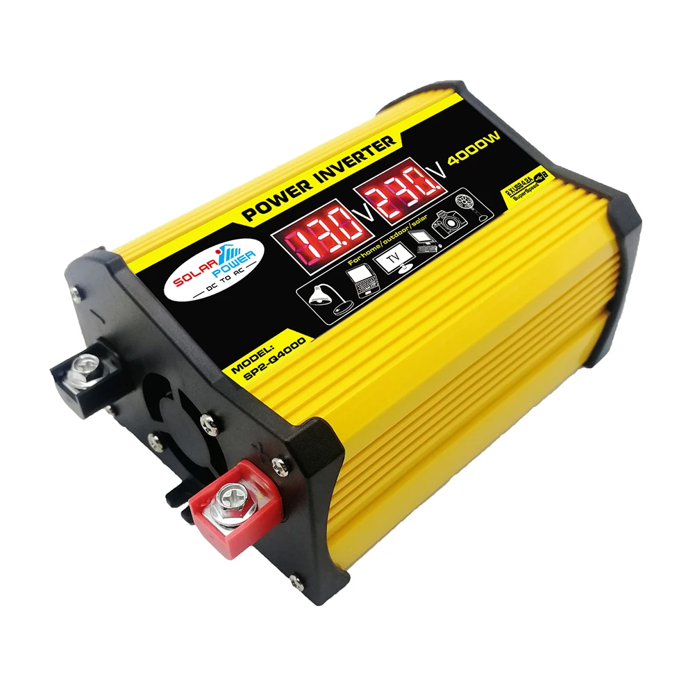 4000W Car Power Inverter DC 12V To AC 220V 110V Charger Adapter Inversor Dual 2 USB LED Digital Voltage Display Auto Accessories