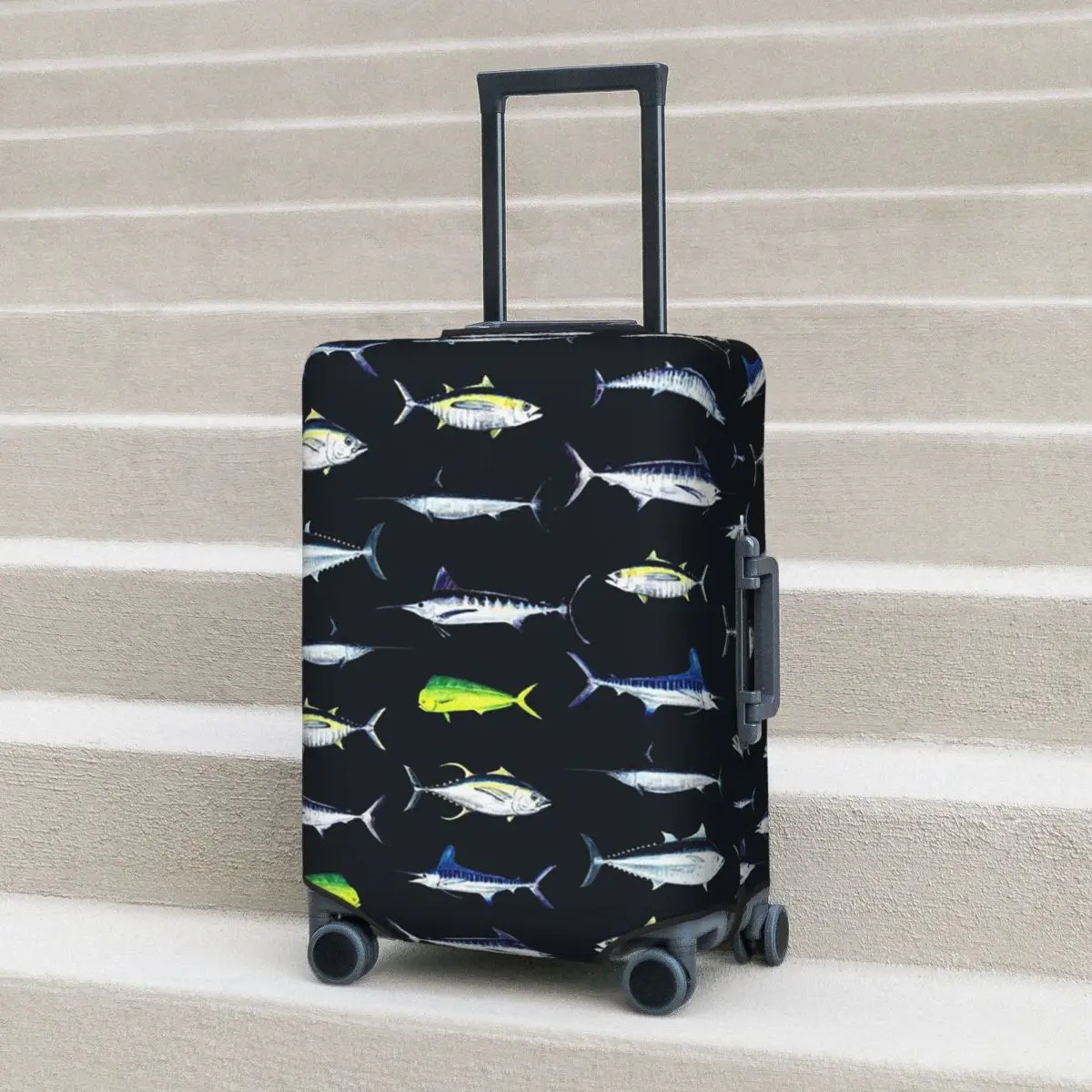 

СПОРТИВНЫЙ узор, темно-синий, черный, желтый, с тунцом, чехол для чемодана, защитные эластичные защитные чехлы для дорожного багажа, 18-32 дюйма