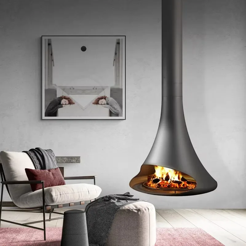 Modern Design Hanging Wood Burner for Heating for Firewood and Pellets Stylish Stove Fireplace Furniture
