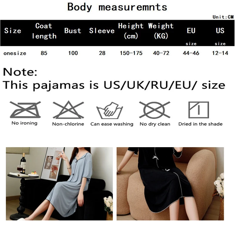 Ladies Ice Silk Pajamas Women\'s Summer Dress Bow V-Neck Homewear Student Sleepwear Young Girls Fashion Girls Clothes free size