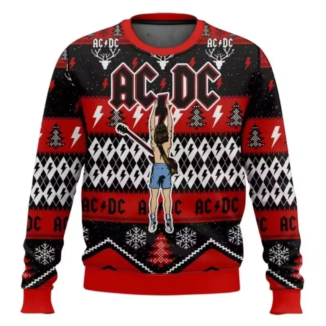 2026 ACDC Angus Young يعرض البرق القبيح عيد الميلاد بلوزات الخريف Y2K الأطفال هوديس الرجال والنساء بلوزات