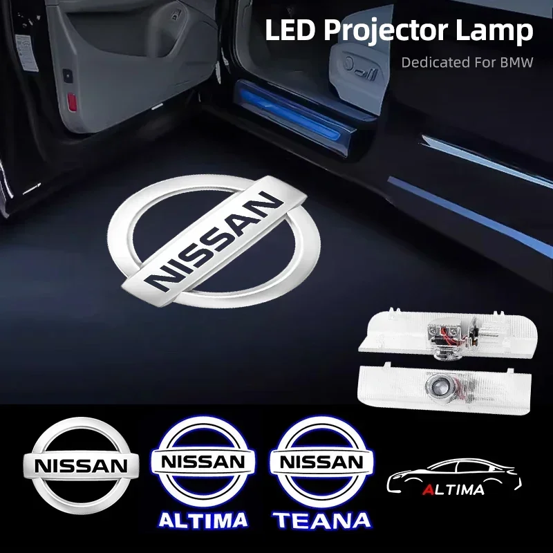 2 luces de bienvenida para puerta de coche, proyector de logotipo para Nissan Teana Altima Coupe Sedan MAXIMA AMADAR TITAN QUEST Quest Armada