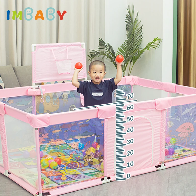 IMBABY Playpen For Children New Style Cartoon Dry Pool Baby Safety Barriers Home Anti-Collision Playground Park Kids Furniture