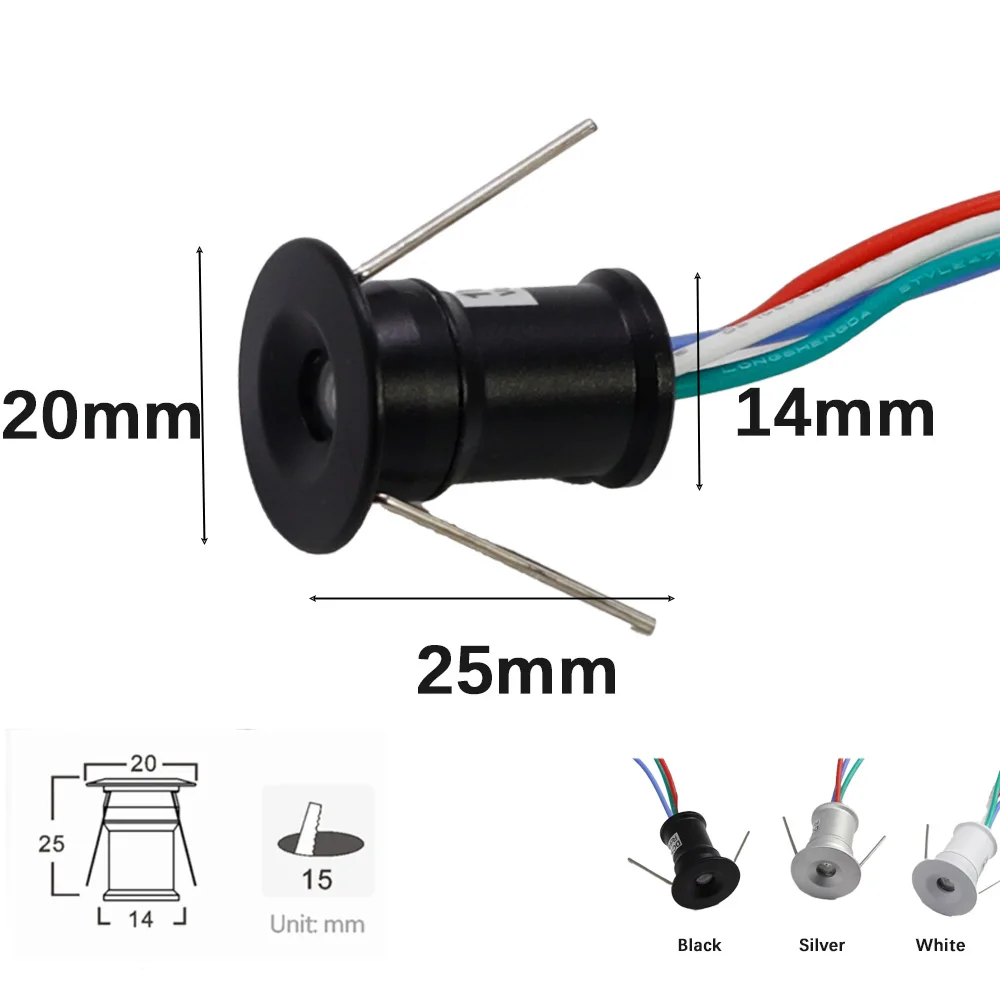 RGB LED Spotlight 12V Room Decor Dimbare Mini Kast Plafond Spot light met Driver 1W Trap Showcase Spot Inbouwdownlight