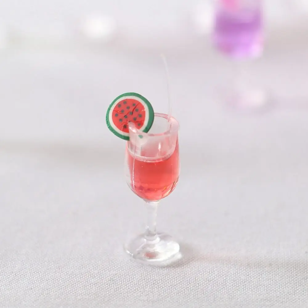 Creative 1:12 Dollhouse Simulation Cocktail Fruit Glass Cup Fruit Juice Beverage Colorful Goblet Bar Drinks Model Children