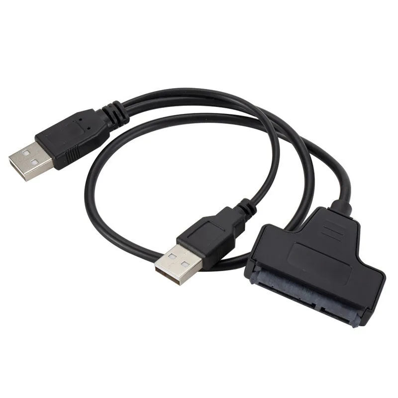 

USB2.0 to SATA Auxiliary Power Supply Dual Cable Adapter USB to SATA 7+15 Pin Hard Disk Drive Cable Splitter for PC Computer