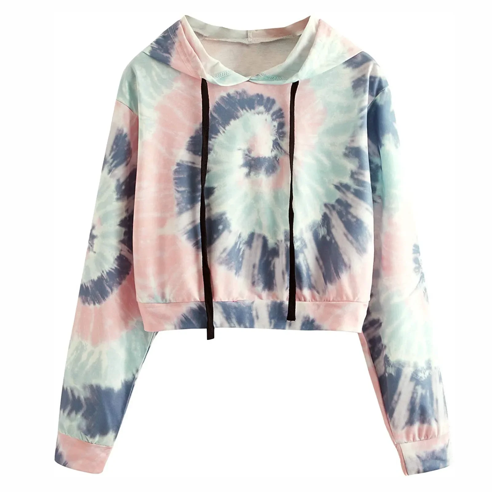 

Pop Fashion Tie Dye Print Women Hoodies Autumn Hooded Sweatshirt Crop Tops Harajuku Long Sleeve Sweatshirt Pullovers Sudaderas
