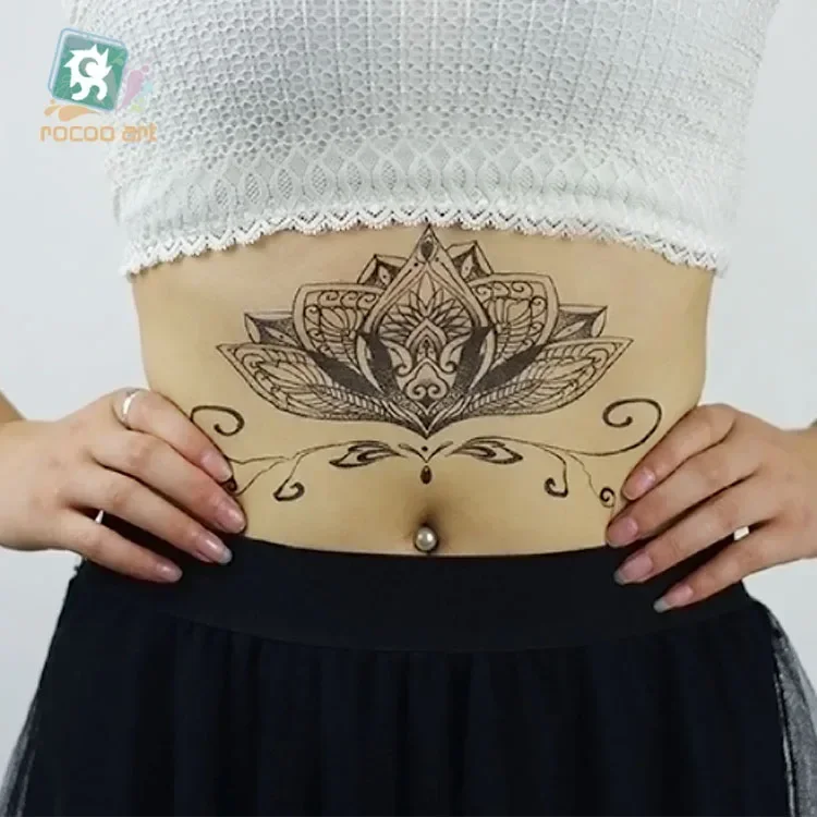   Wreath Sexy Tatuagem Beauty Waterproof Temporary Tattoo Lace Lotus Flower Taty Waist Circle Fake Tattoo Tatouage