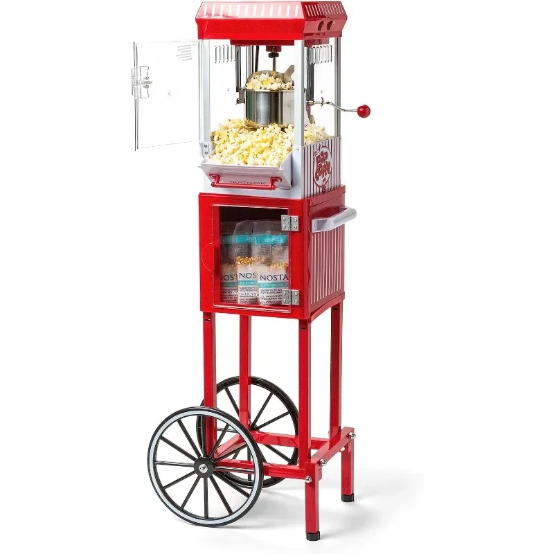 

Nostalgia Popcorn Maker Machine - Professional Cart With 2.5 Oz Kettle Makes Up to 10 Cups - Vintage Popcorn Machine Movie