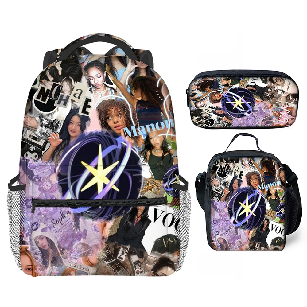 Popular Novelty Cartoon Funny Katseye 3D Print 3pcs/Set Student School Bags Laptop Backpack Crossbody Lunch bag Pencil Case
