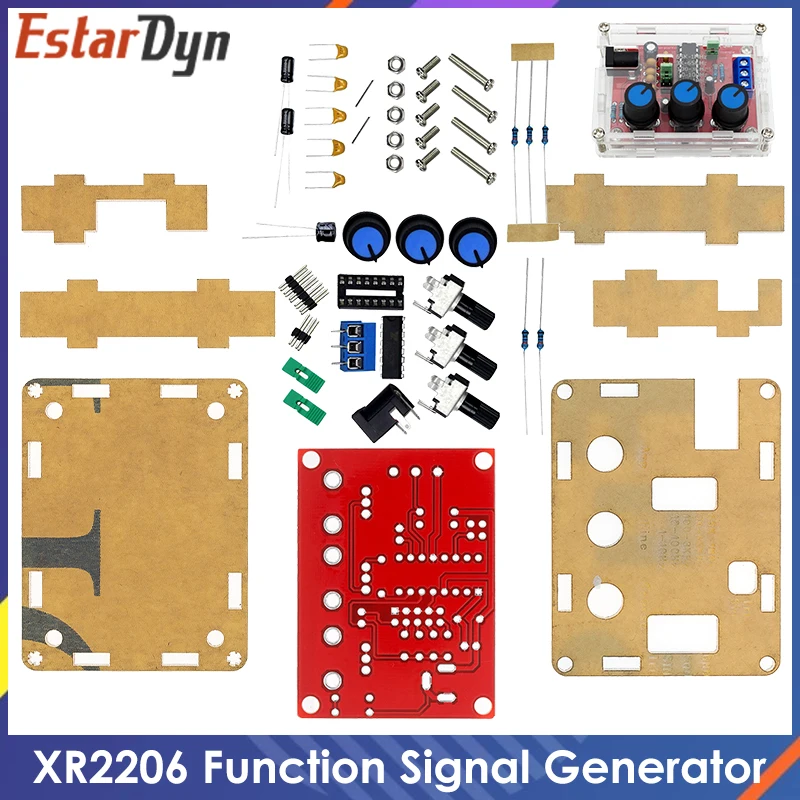 XR2206 Function Signal Generator DIY Kit Sine/Triangle/Square Output 1Hz-1MHz Signal Generator Adjustable Frequency Amplitude