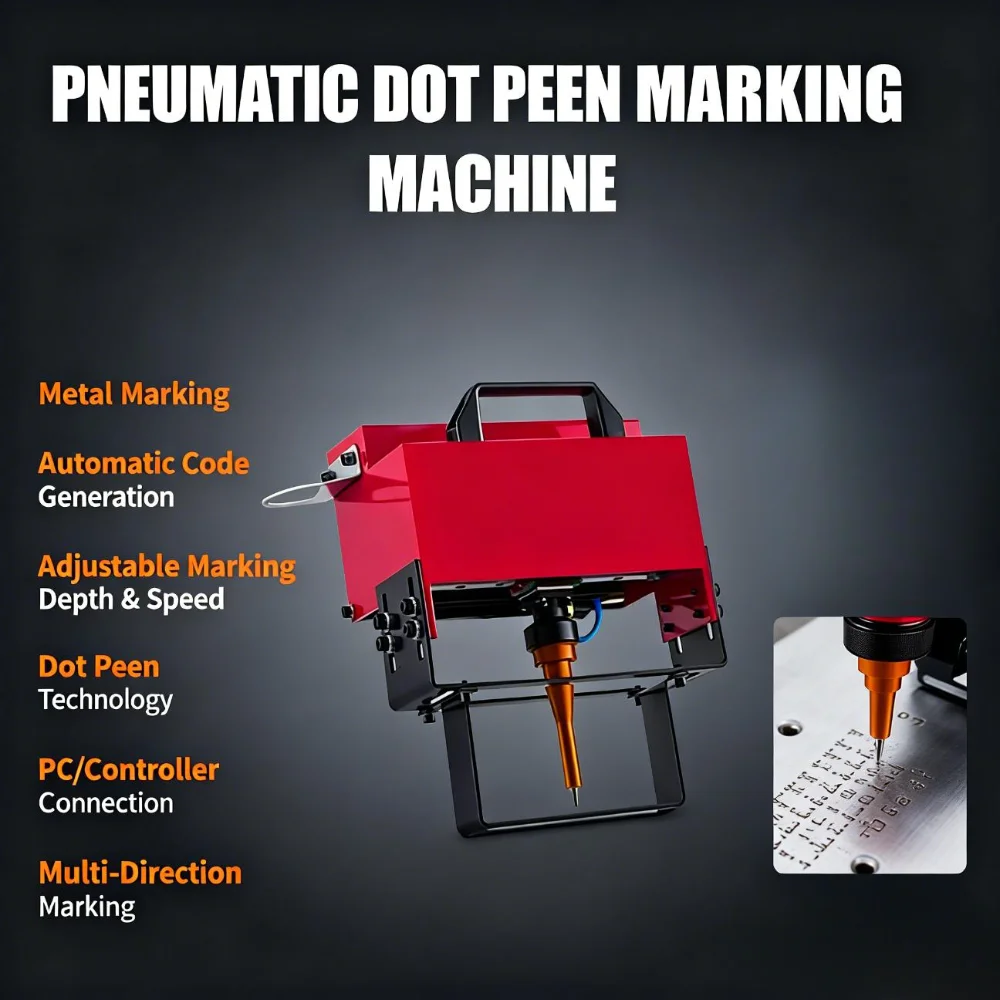 

Pneumatic Dot Peen Marking Machine Metal Engraving Marking Tool Automatic Dot Peen Mark Printer for Nameplate VIN Code