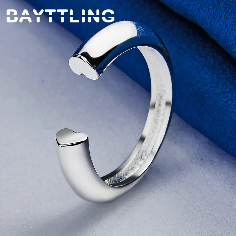 

High Quality 925 Sterling Silver Ring Exquisite Glossy Open Ring For Men Women Fashion Wedding Gift Jewelry Accessories