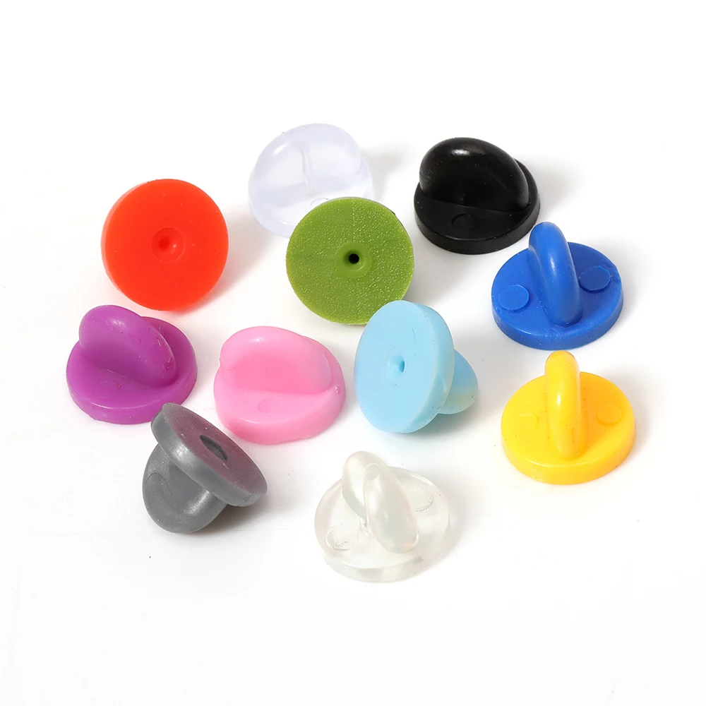 50pcs Rubber Brooch Bukle Button Clasp Pin Backs Clutch Care Cap Nail Tie Back Stoppers Squeeze Badge Holder Jewelry Accessories