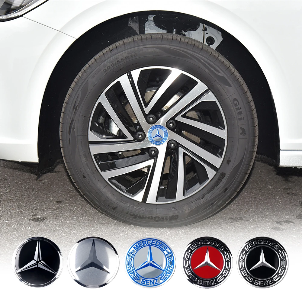 4Pcs 56/60/68mm Car Wheel Stickers Center Hub Cap Car Emblem Badge Decal For Mercedes Benz W204 205 A B C E S CLA Accessories