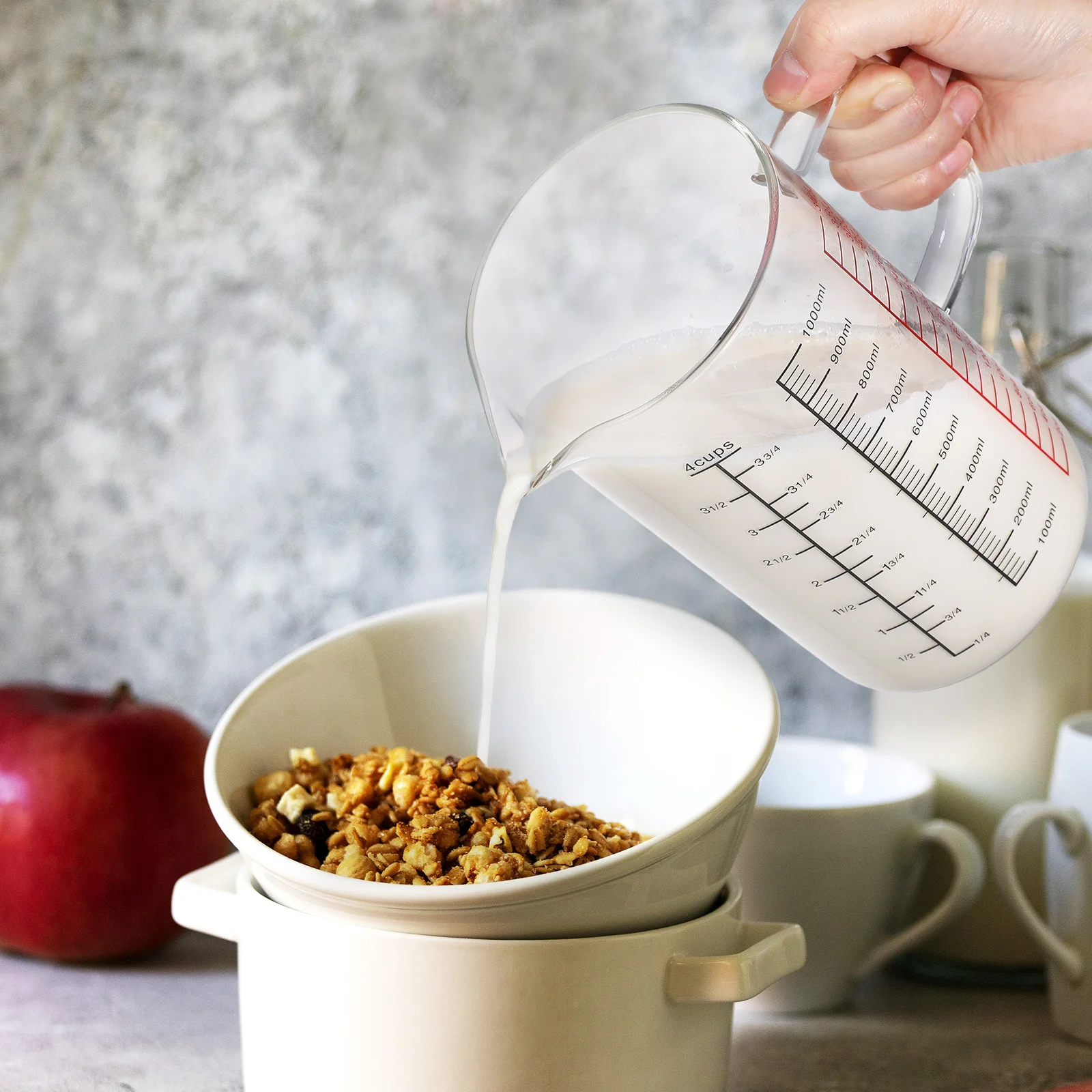 

Heat-Resistant Glass Measuring Cup 1000 Ml Precision Graduations Easy Handle Kitchen Cooking Baking Wet Dry Ingredients