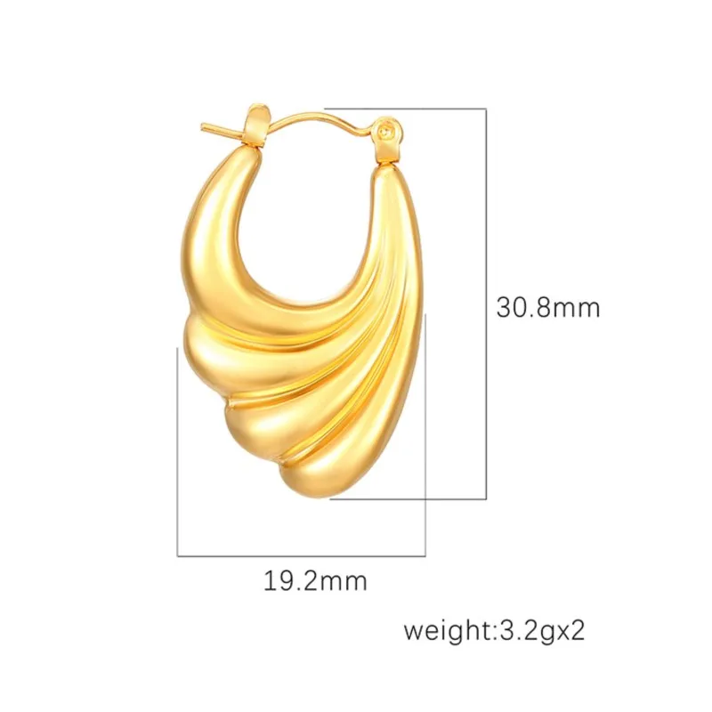 Simple Classic 18K Gold Color Plated Stainless Steel U-shaped Earrings Women's Accessories Party Gift
